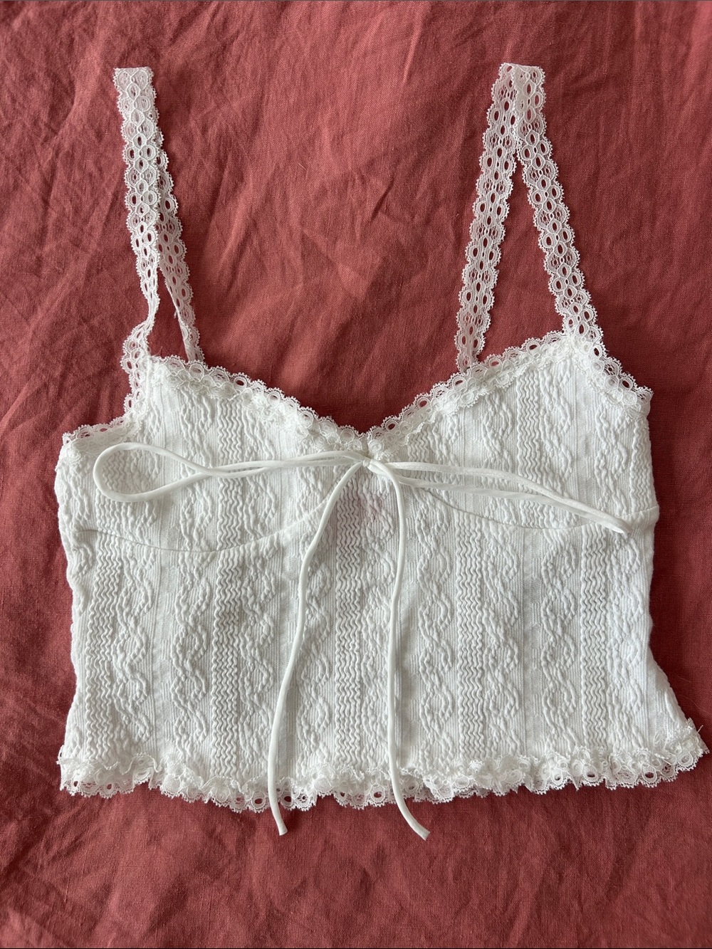 Edikted White Lace Cropped Cami Top